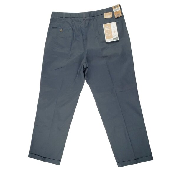 Haggar Pant Men 40x31Pleated Cuffed Invisible Flex Waistband Dark Navy Khaki NWT - Picture 10 of 11
